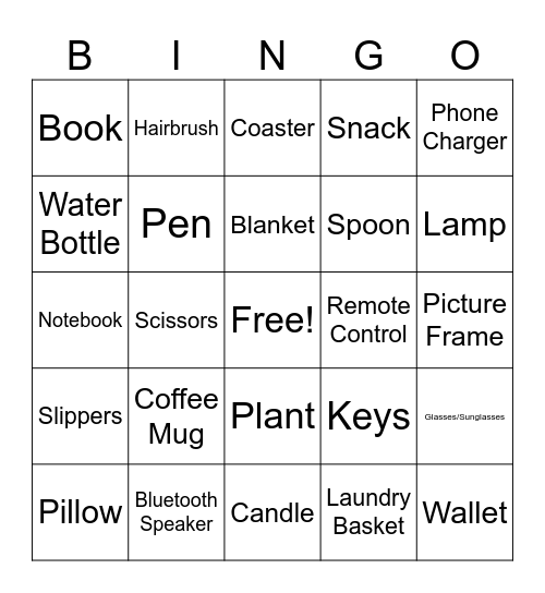 Around the House Bingo Card