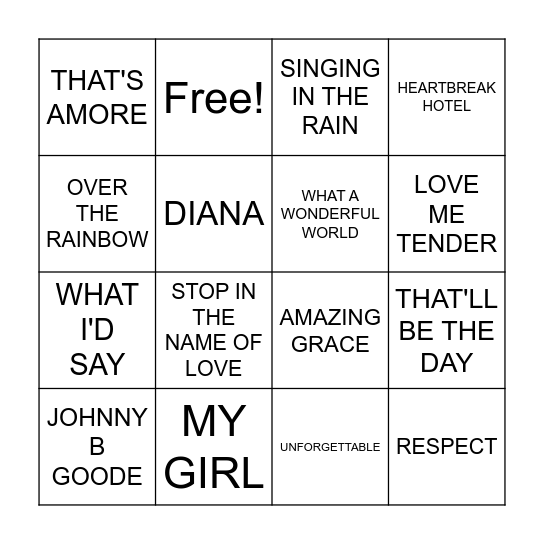 MUSIC BINGO Card