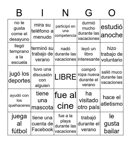 BINGO HUMANO Bingo Card