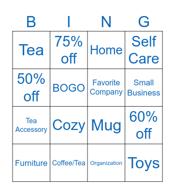 Black Friday Bingo Card