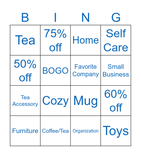 Black Friday Bingo Card