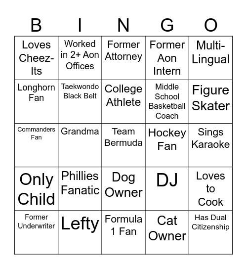 Icebreaker Bingo Card