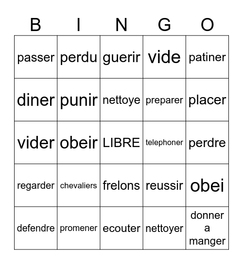 pc verbs Bingo Card