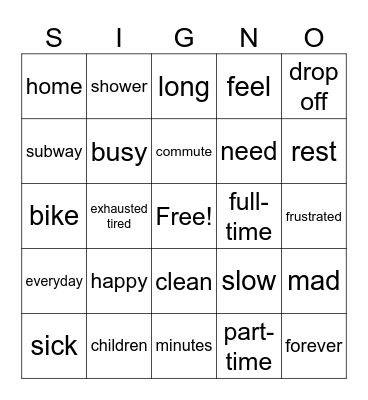 Mango ASL Lesson 3 Bingo Card