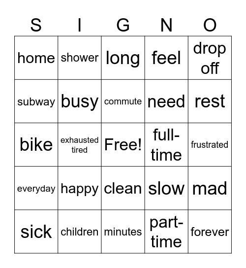 Mango ASL Lesson 3 Bingo Card