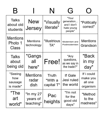 Gale Jesi 2023-2024 Bingo Card