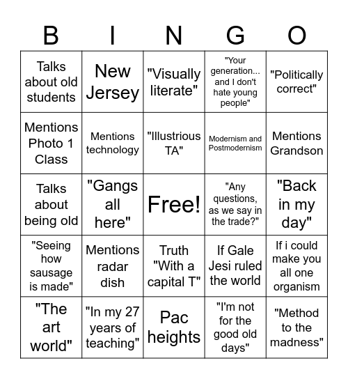 Gale Jesi 2023-2024 Bingo Card