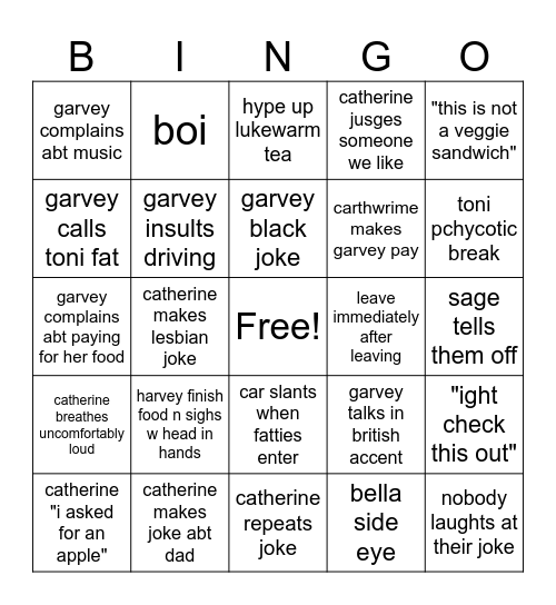 fatty hangout Bingo Card