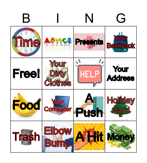 Give Giving A Try Bingo Card