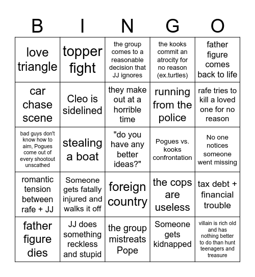 the greatest show of all time Bingo Card