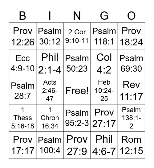 Friendsgiving Bible Verse Bingo Card