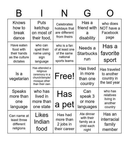 EED Diversity BINGO Card