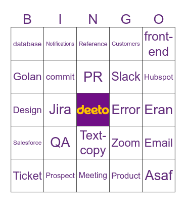 Deeto Bingo Card