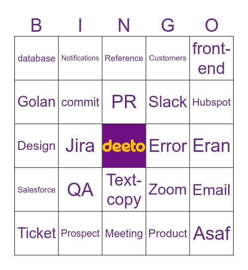 Deeto Bingo Card