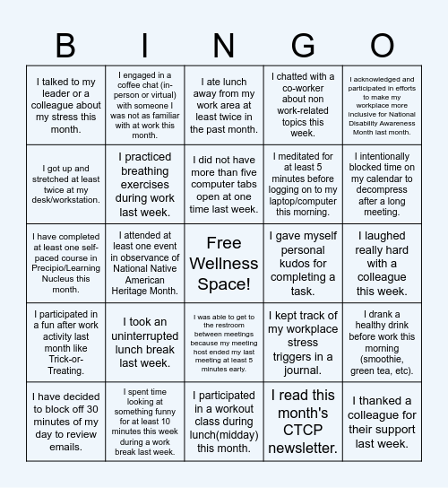 Employee Experience Bingo Card