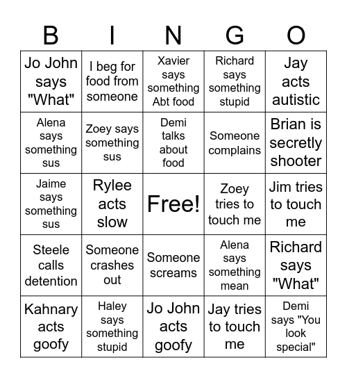 Class Bingo Card