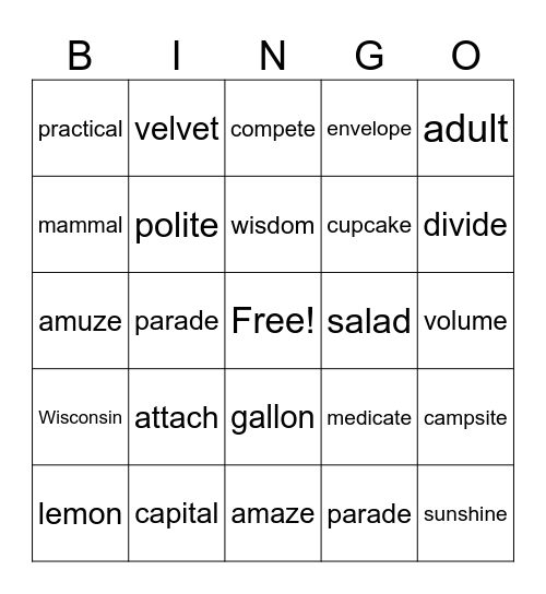 Untitled Bingo Card