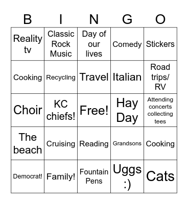 Annette’s Bingo Card