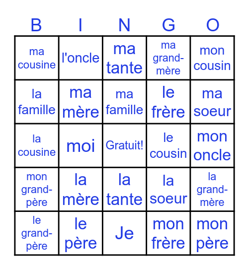 La famille Bingo Card