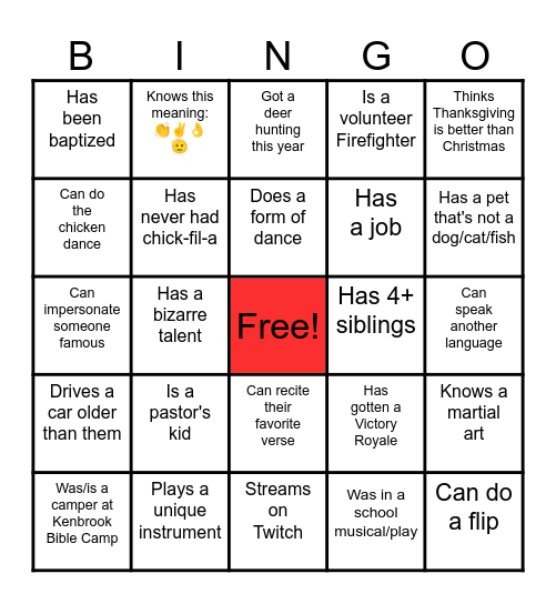 Ice Breaker Bingo Card