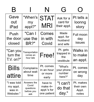Webster Bingo Take 2 Bingo Card
