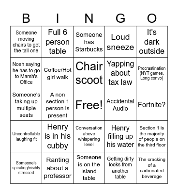 Library Bingo Card