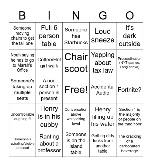 Library Bingo Card