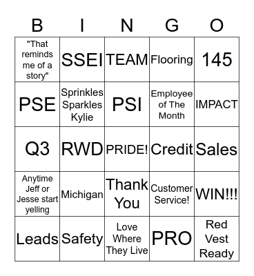 Lowe's Bingo Card