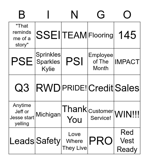 Lowe's Bingo Card