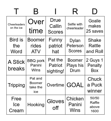Patriot Night Bingo Card