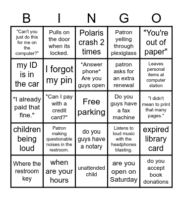 Public Library Bingo Card