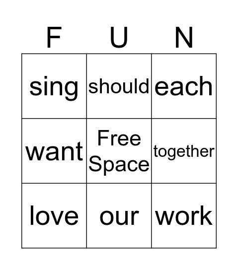 Spelling Bingo Card