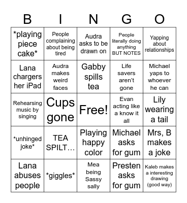 7th hour bingo Card