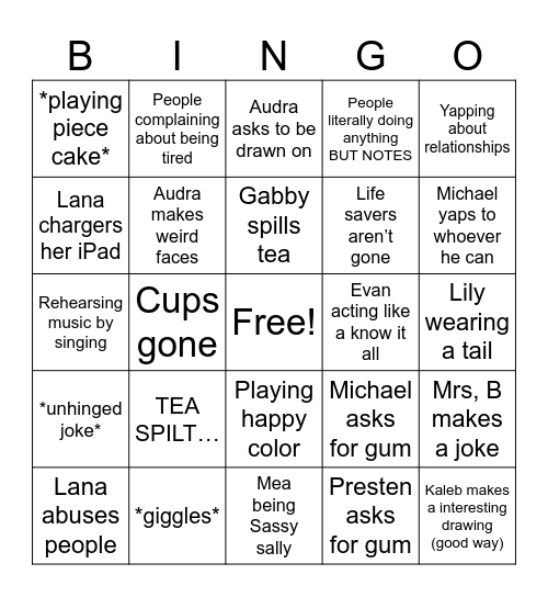 7th hour bingo Card