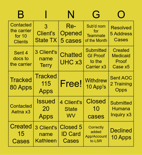 AEP Bingo Card