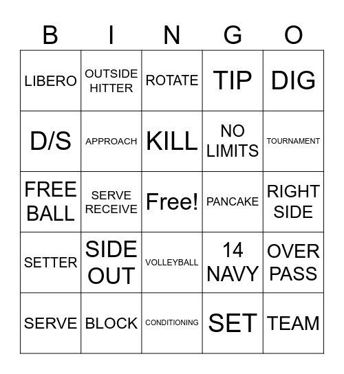 VOLLEYBALL BINGO Card