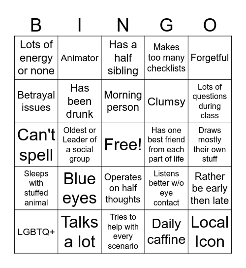 What do we have in common? Bingo Card