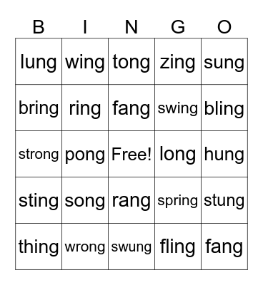ng Bingo Card