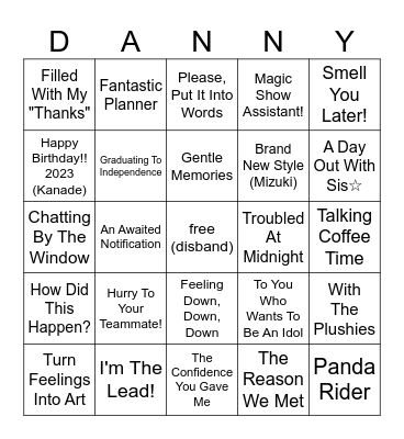 danny's hyperspecific card bingo! Bingo Card