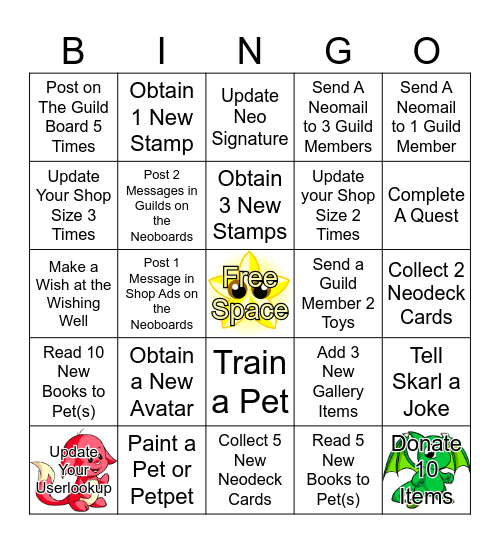 Neopian Hideout II Bingo Card