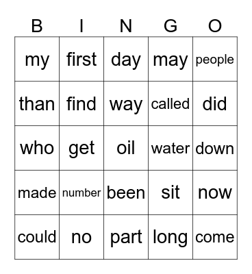 Mrs. Kibby List 2 & 3 Bingo Card