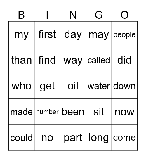 Mrs. Kibby List 2 & 3 Bingo Card