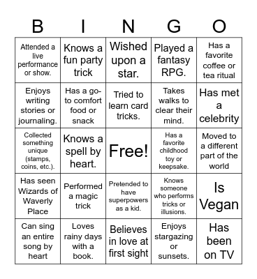 ESN Team Building Bingo Card