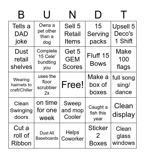 Froster Bundt Bingo Card