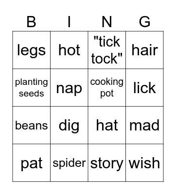 Anansi Bingo Card