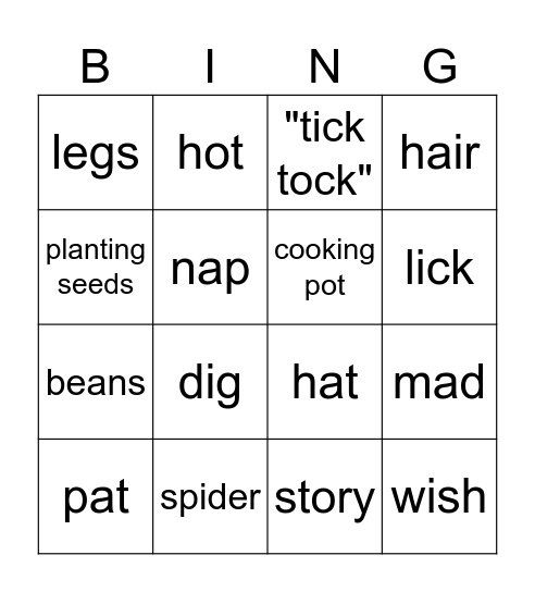 Anansi Bingo Card