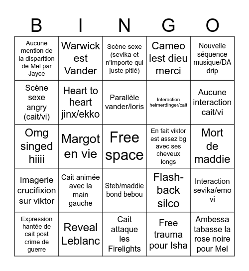 Arcane s2 acte 2 Bingo Card