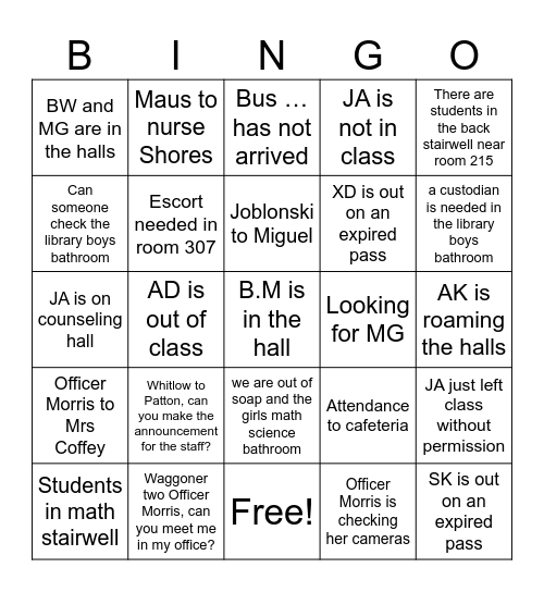 HVHS Radio BINGO Card