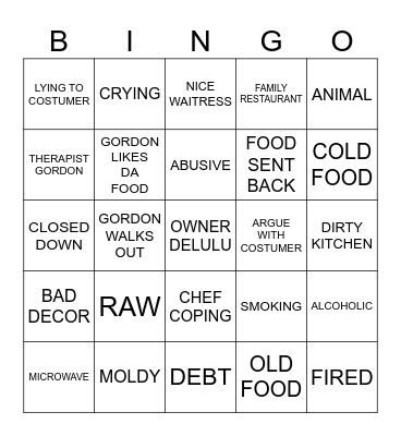 KITCHEN NIGHTMARE Bingo Card