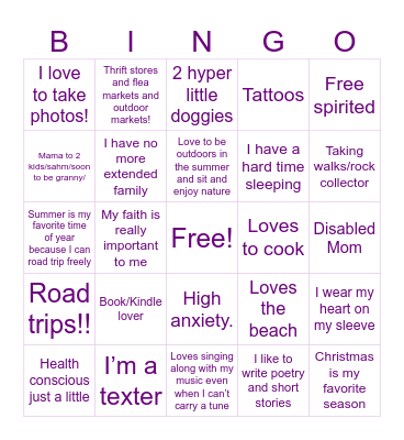 Lisa’s Bingo Card